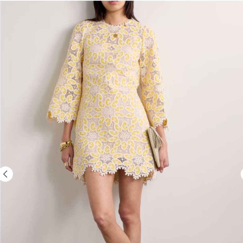 Zimmermann golden crochet lace dress